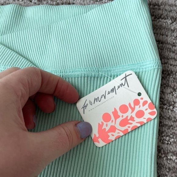 Free People Free Throw Shorts Ribbed High Rise Turquoise Mint Green - Picture 8 of 13